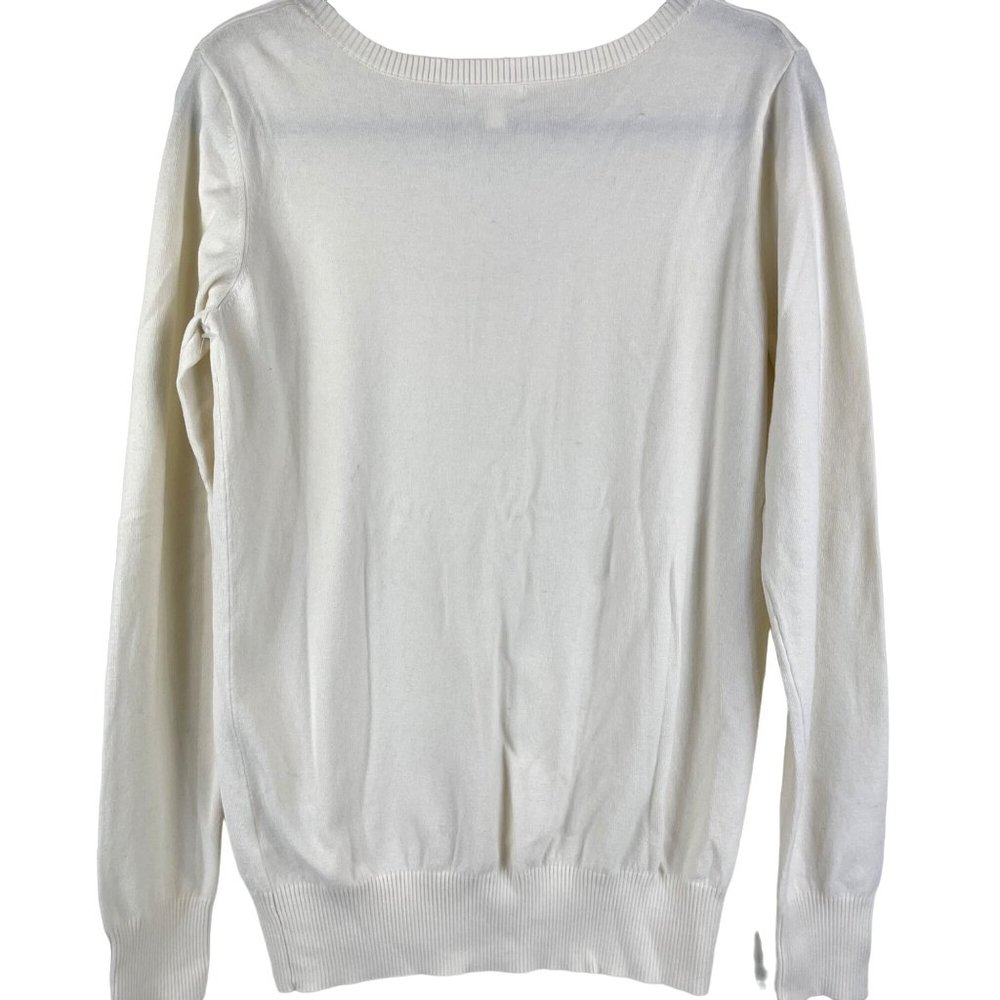 Abound Off White Basic V-Neck Long Sleeve Pullover Knit Sweater Size XXL - Picture 4 of 9